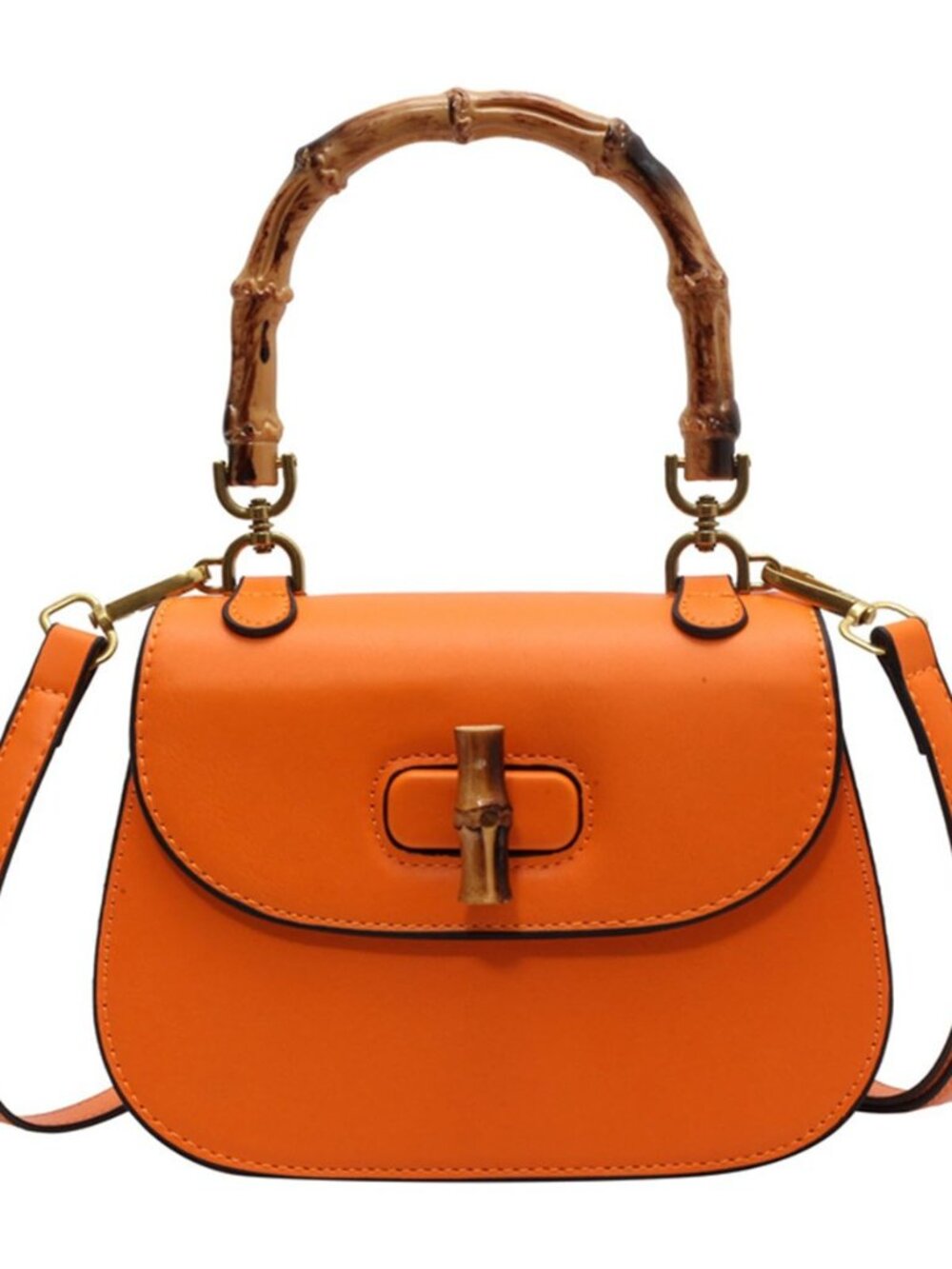 Women's Leather Tote Handbags,Bamboo Shaped Top Handle Satchel Crossbody Bag